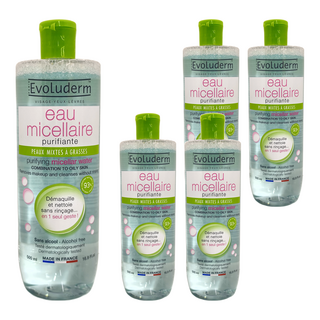 EvoLuderm 潔膚卸妝水 控油調理 混合性至油性肌膚適用, 500ml, 5瓶