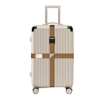 小明村長 十字行李束帶 普通鎖 行李箱固定帶, 卡其色