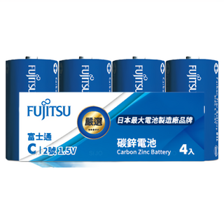FUJITSU 富士通 藍版 C 碳鋅電池 2號, DC 1.5V, 4顆, 1組