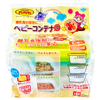 LEC AN離乳食分裝盒 中 205ml, 麵包超人, 120ml, 1組
