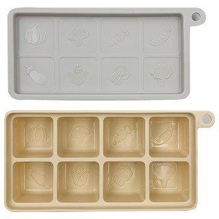 PUKU 藍色企鵝 鉑金矽膠附蓋副食品分裝盒 8格 耐熱200°C 冰箱冷凍/微波烘烤 黃色, 司康 黃色, 280ml, 1個