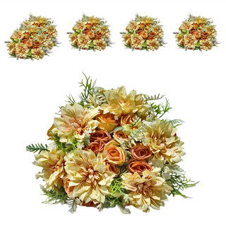 KUIBAO 快豹生活 北歐大麗仿真花束 192g, 黃色, 6個