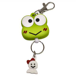 三麗鷗 矽膠伸縮款鑰匙圈, 大眼蛙 綠色, 1個