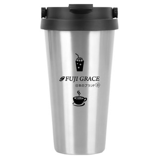 FUJI-GRACE 富士雅麗 500ml 不鏽鋼手提保冰保溫咖啡杯, 食品用不鏽鋼材質 防燙杯直飲口 防撞防滑墊設計, 銀色, 1個