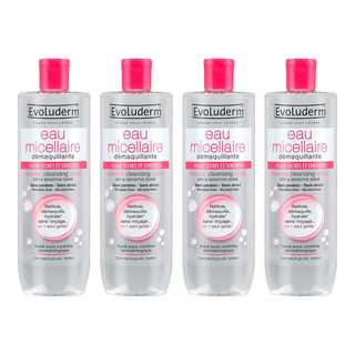 Evoluderm 潔膚卸妝水 臉部眼唇卸妝 溫和不刺激 低過敏性, 500ml, 4瓶