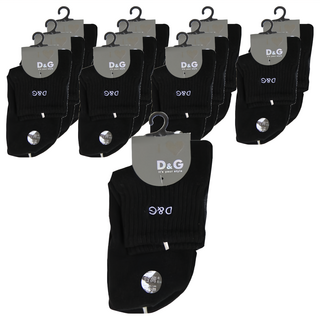 D&G BEAUTY 女款素色刺繡1/2襪-DL1001 台灣製 22-25公分, 黑色