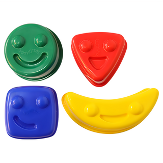 VIKINGTOYS 夏日沙灘玩沙模具4件組 瑞典品牌 原裝進口 專為幼童設計的安全玩具, 歡樂笑臉 多色, 100g, 1組