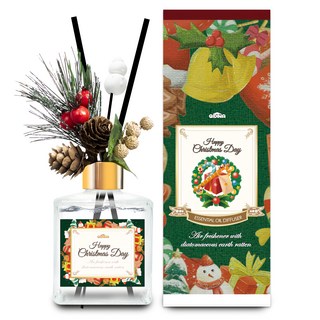 QiMart MIT聖誕花圈氣派款香氛珪藻土擴香瓶 (200ml/瓶), 英國小蒼蘭, 1瓶