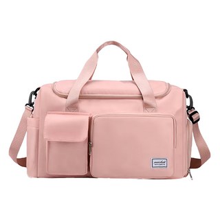 拚色防潑水大容量時尚手提旅行袋 粉色, 50 x 23 x 27cm, 1個