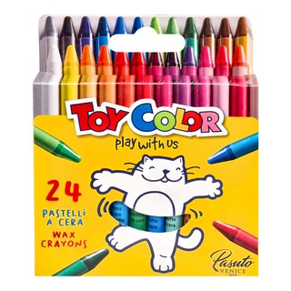 義大利 TOY COLOR 24色無毒安全油蠟筆, 兒童安全認證，色彩鮮豔，激發創造力, 24色, 1入