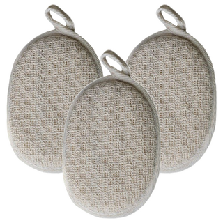 HUKUKU 福可 沐浴海綿 - 溫和去角質, 黃麻橢圓, 3個