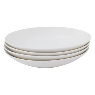 JUST HOME 純白新骨瓷8吋湯盤 20.4 x 3.5公分, 白色, 4個, 1組