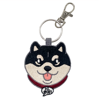 刺繡鑰匙圈 黑柴, 黑柴 黑色 + 棕色, 1件