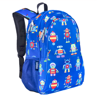 Wildkin 兒童後背包 雙層便利書包 機器人圖案, 機器人總動員款 藍色, 38 x 28 x 17.5cm
