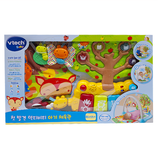 Vtech 偉易達 嬰兒健力架, 搭載75種不同的音效、音樂及旋律, 有滾球與環形動物玩具等多樣遊樂配件, 厚實遊戲墊提升運動能力與語言、想像力發育, 動物款, 1盒