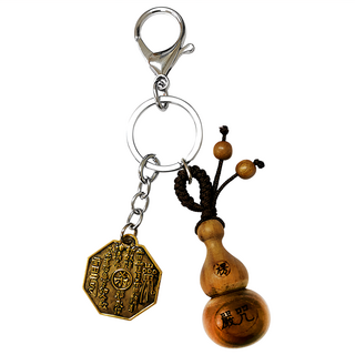 財神小舖 山鬼花錢 擋車關八卦葫蘆鑰匙圈 DST-1008-1，保平安招財, 1個