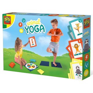 SES 動物瑜珈轉盤 適合3歲以上 瑜珈墊2個/轉盤1個/27張瑜珈卡片, 多色, 1盒