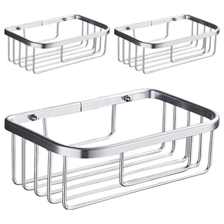 AHOYE 無痕鋁合金衛生紙架/置物架 免打孔浴室收納, 3個, 銀色