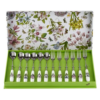 Portmeirion 波特玫琳恩 Botanic Garden 經典植物園系列 點心叉勺12件組 叉子*6+湯匙*6 不鏽鋼, 1組, 叉子 + 湯匙