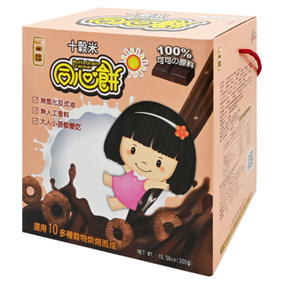 一口田 十穀米巧克力同心餅禮盒 選用10多種穀物烘培而成 100%可可原料製成 不使用氫化油脂, 300g, 1盒