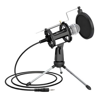 AHOYE 桌上型直播麥克風/USB麥克風/錄音麥克風/指向麥克風, 單一商品, 黑色