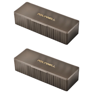 POLYWELL 寶利威爾 數據線收納盒 7格加長款 PW15-T65-0645, 2個, 半透明黑