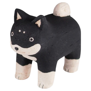 T-Lab. 手工木偶 PolePole Child 天然木, 親子柴犬 黑色