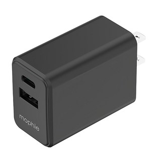 mophie essentials 30W 雙孔電源供應器 黑色 雙USB-A+USB-C充電, 1個