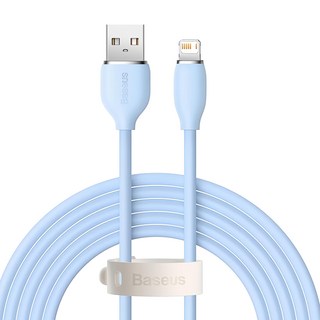 Baseus 倍思 果凍系列 USB-Lightning 2.4A液態矽膠快充傳輸線, 藍色, 2m, 1條