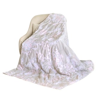 LooCa 花卉抗菌蠶絲涼被, 淺灰棕色