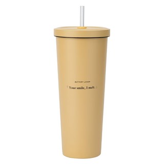 Oolab 良杯製所 莫蘭迪系列 不鏽鋼吸管杯 23 x 10.1cm, 奶油戀人, 850ml, 1個