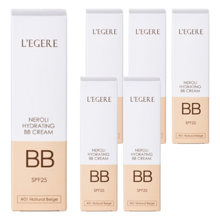L'EGERE 橙花原液保濕BB霜 SPF25 遮蔽瑕疵 保濕提亮 毛孔隱形 物理防曬, #01 自然色, 25ml, 6條