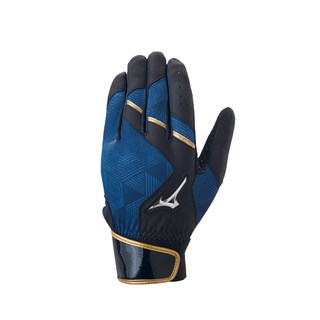 Mizuno 美津濃 打擊手套, 黑色 + 藍色 + 金色, 1雙