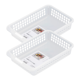 inomata 冷藏庫淺型整理盒, 透明色, 2個