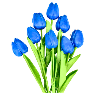 仿真鬱金香花 Set 10支 PU材質 總高 34cm, 寶藍色