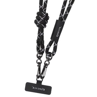 RONEVER 手機編織掛繩 PD038, 黑灰斜點, 1條