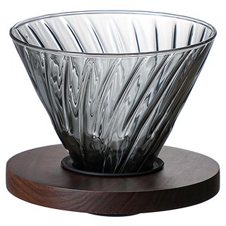 斜紋咖啡濾杯 玻璃實木, 1個, 2-4人份