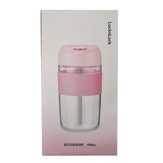 LocknLock 樂扣樂扣 櫻花咕嚕玻璃杯 LLG797PIK, 櫻花 粉色 + 銀色, 500ml, 1個