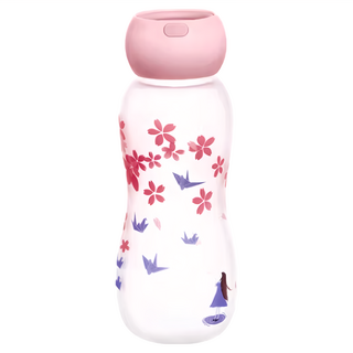 Corelle Brands 康寧餐具 Snapware 耐熱感溫玻璃曲線水瓶 19.5 x 7.5cm, 紙鶴女孩款, 480ml, 1個