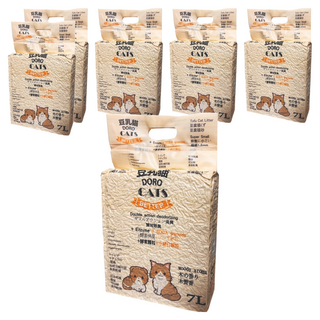 DORO CAT 豆乳貓 添加酵素與小蘇打顆粒雙重消臭豆腐貓砂 1.5mm極細顆粒 木質香 7L, 6包