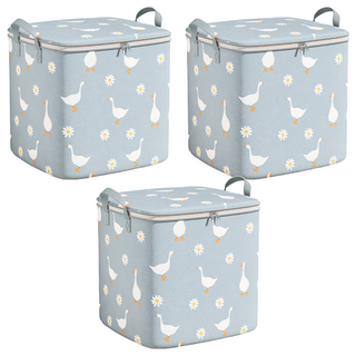巨無霸 衣物箱 Set, 100L, 雙邊加寬提手, 大容量, 防水防潮, 換季衣物棉被收納, 藍鵝, 48 x 44 x 48cm, 3個