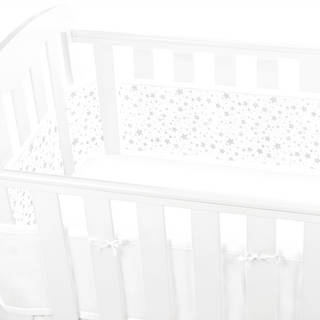 BreathableBaby 透氣嬰兒床圍 全包型 適用於四面百葉板和實心後背嬰兒床, 滿天星灰