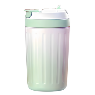 陶瓷層內膽不銹鋼保溫杯 雙飲款, 8.3 x 15cm, 420ml, 漸變綠, 1個