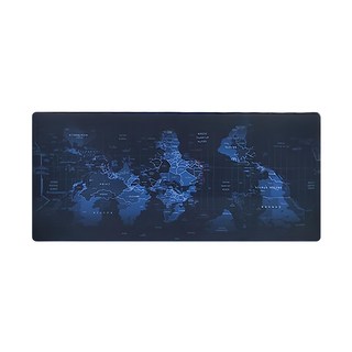 超質感加大滑鼠墊 XXL 天然橡膠布質包邊, 世界地圖 黑色, 1個