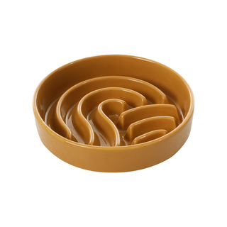 PEHOM 慢食陶瓷碗/浪(橙)s 寵物慢食碗 餵食碗 寵物用品, 橙色, 1個