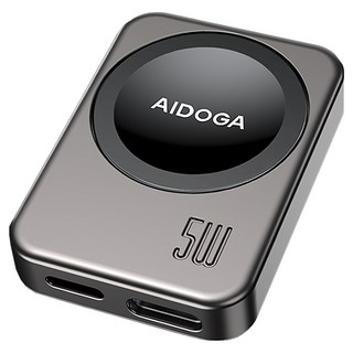 AIDOGA 艾迪伽 星航U 攜帶型磁吸無線充電器 真5W Type-C/Lightning母 1m, 槍黑, 1個