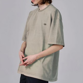 KZM S12 男款LOGO短袖, 寬鬆版型, 100%純棉, 韓國製造, 2XL, 灰綠