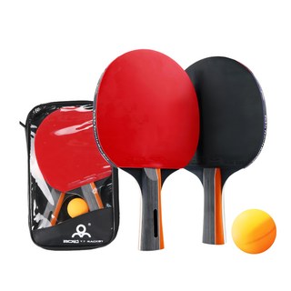 BOLI 搏力 經典雙面耐用雙人長柄乒乓球拍組 紅色, B14020, 1組
