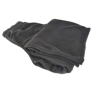 加絨燈芯绒抽繩素色寬褲, 親膚舒適, 高彈力, 時尚百搭, L, 黑色