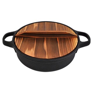 壽喜餃子兼用鍋 附蓋 尺寸20x6cm 鑄鐵材質, 20cm, 原木色 + 黑色, 1個